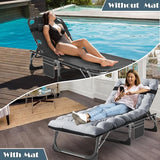 MOPHOTO Folding Chaise Lounge Chair 5-Position, Folding Cot, Heavy Duty Patio Chaise Lounges for Outside, Poolside - Photo 5