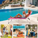 Sun Tanning Chair with Face Hole 5-Position Folding Lounge Chair Outdoor with Portable Beach Table for Poolside - Photo 7