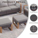 Rilyson Outdoor Ottoman Wicker Patio Footrest - 2 Piece Wicker Footrest Footstools Set with Sturdy Frame - Photo 3
