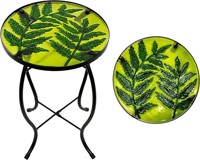 Subtropical Leaf Small Patio Table, Outdoor Side Table, Outdoor Bar Table - Photo 1
