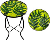 Subtropical Leaf Small Patio Table, Outdoor Side Table, Outdoor Bar Table - Photo 1