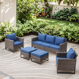 Rilyson Wicker Outdoor Patio Furniture Set - 5 Piece Patio Conversation Set with 2 Wicker Armrest Chairs - Photo 6