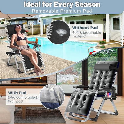 Slsy Zero Gravity Chair, Reclining Lounge Chair with Removable Cushion & Tray for Indoor and Outdoor, Patio Recliner Folding Reclining Chair