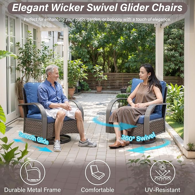 Belord Outdoor Swivel Rocker Patio Chairs Set of 2 - Photo 3