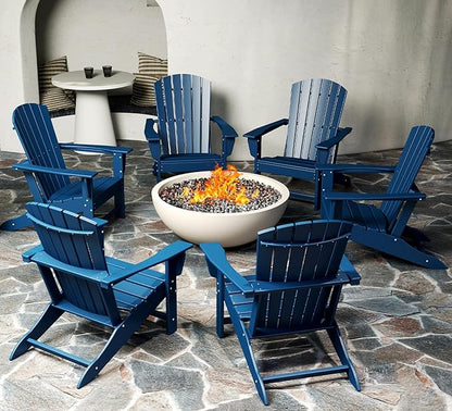 BRIOPAWS Adirondack-Chairs-Set of 6 | Fire Pit Chair | Oversized | HDPE Plastic | Weather Resistant | for Deck Outdoor Poolside Campfire | Blue