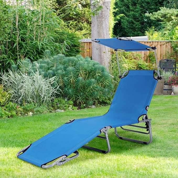 Tangkula Outdoor Folding Chaise Lounge Chair, 5-Fold Reclining Beach Chair - Photo 5