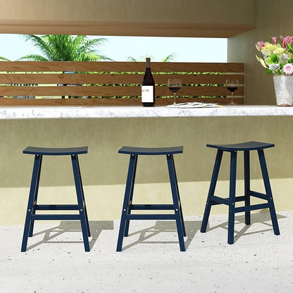 WestinTrends Malibu Malibu 29 Inch High Backless Seat Bar Stools (Set of 3), Navy Blue