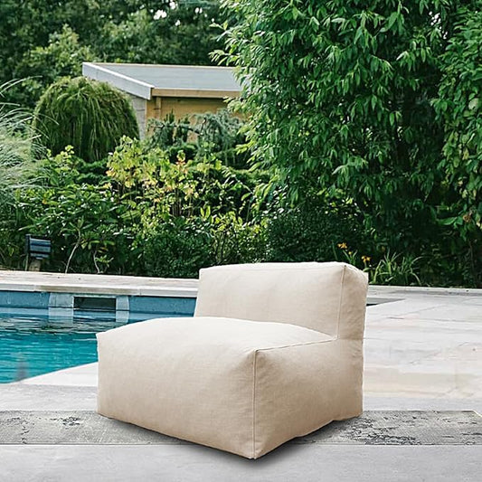Dineli Modern ANNY-H Middle Chair Armless Chair Outdoor Furniture Comfy Patio Couch Sofa Outdoor Bean Bag Chair Creating a Unique Garden Modular Contemporary Sofa, Lazy Sofa for Outside (Light Beige)