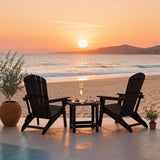 Folding Adirondack Outdoor Chairs HDPE Plastic Chair All Weather Cup Holder Black for Deck Backyard Patio Outdoor Garden - Photo 2