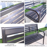 Metal Garden Bench, Outdoor Park Bench, Patio Bench Weatherproof, Porch Bench, Aluminum Alloy Frame, for Porch, Lawn - Photo 5