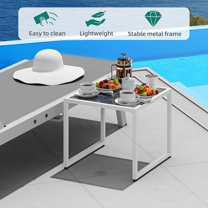 YITAHOME Outdoor Chaise Lounge Chairs Set of 3, Pool Loungers with Side Table, 5-Position Adjustable Backrest - Photo 4