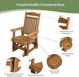 Poly Lumber Patio Glider for One Person, with Cup Holders, High Backrest and Deep Contoured Seat, HIPS Material - Photo 6