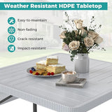 Giantex Picnic Table Bench Set for 4-8 People, 34" Outdoor Square Dining Table & 2 Benches w/Umbrella Hole - Photo 6