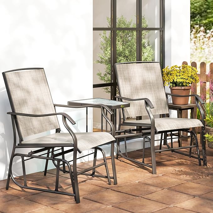 Outsunny Outdoor Glider Chairs with Coffee Table - Photo 9