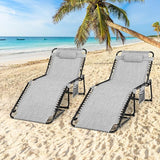 Giantex Lounge Chair Outdoor, Folding Tanning Chair with 4 Adjustable Positions, Removable Headrest, Footrest - Photo 8