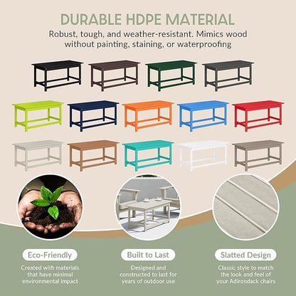 WestinTrends Malibu Outdoor Coffee Table, 35" x 17.5" All Weather Poly Lumber Patio Adirondack Coffee Table for Garden Lawn Porch Balcony, Sand