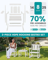SERWALL HDPE Outdoor Rocking Chairs Set of 6, All Weather 4 Porch Rockers with 2 Side Tables - Photo 4