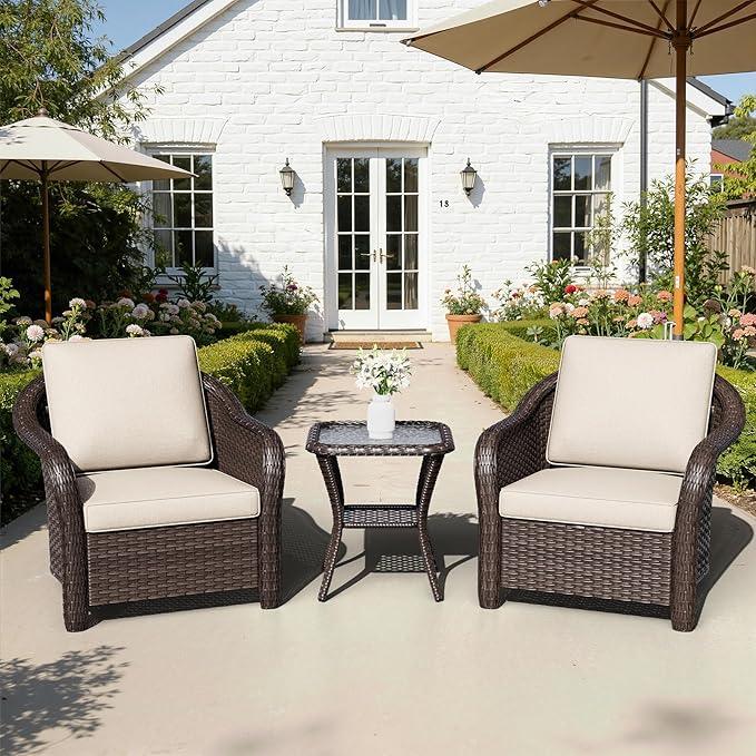 Outdoor Chairs with Side Table, Patio Wicker Chairs - Photo 1