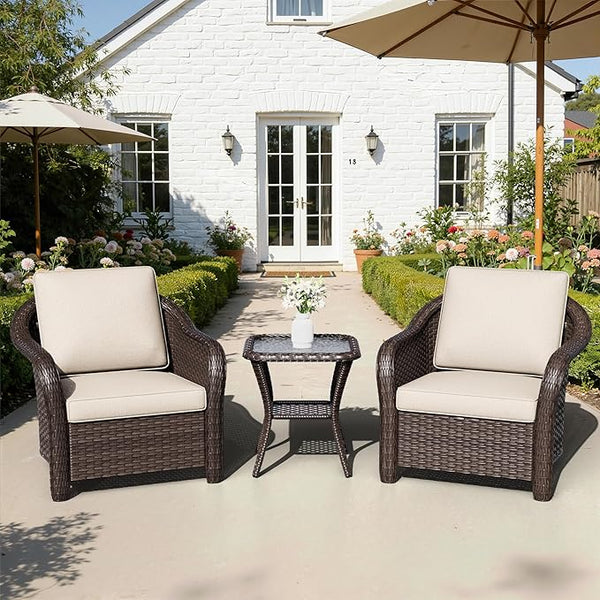 Outdoor Chairs with Side Table, Patio Wicker Chairs - Photo 1