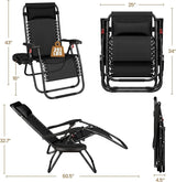 Yaheetech 26" Zero Gravity Recliners Outdoor Adjustable Folding Reclining Lounge Chairs w/Pillows - Photo 3