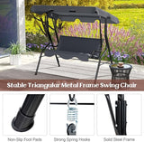 Tangkula 3 Person Porch Swing, Patio Swing with Removable Cushion & Powder-Coated Steel Frame - Photo 7
