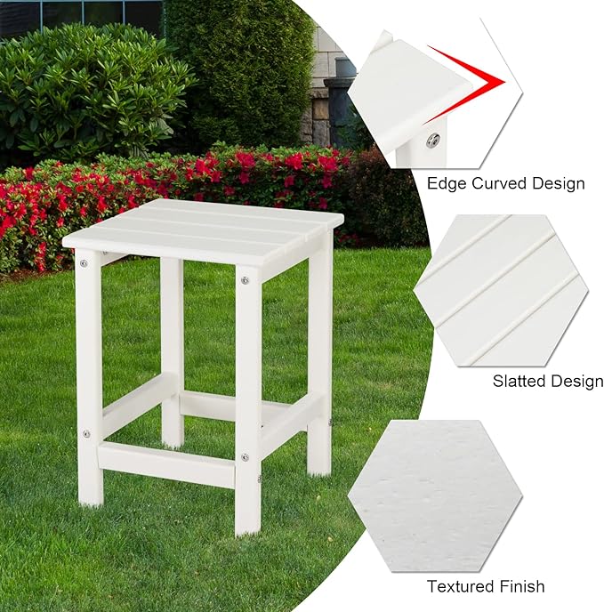 Beach Outdoor Side Table with 2 Layer Storage, Plastic Waterproof and UV Resistant HDPE Adirondack Coffee End Tables - Photo 4