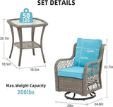GAOMON 3 Pieces Outdoor Swivel Rocker Chair Set of 2 with Small Side Table, 360-Degree Swivel Rocking Chair - Photo 2