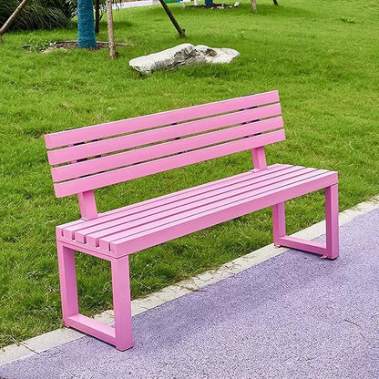 Outdoor Metal Garden Bench Seat, Park Benches with Anti-Rust Aluminum Steel Metal Frame, Slatted Seat, Patio Loveseat for Yard, Lawn, Porch, Choice of Colours(Pink,B-47.2 * 15.7 * 31.5")