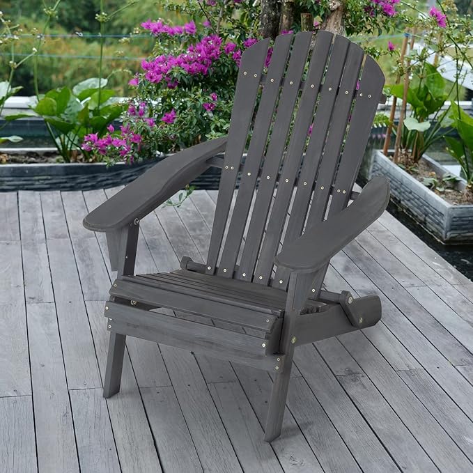 FDW Folding Adirondack Chairs Set of 2, All Weather Patio Chairs Outdoor Fire Pit Chairs for Patio Lawn Garden Backyard Deck Pool Beach