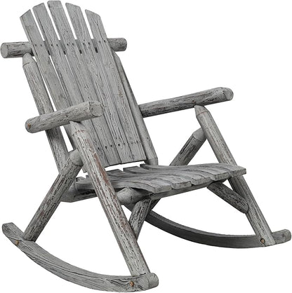 Ergonomic Fir Wood Porch Rocking Chair for Outdoor Relaxation and Garden Lounging with Heavy-Duty Support and Smooth Gliding Motion