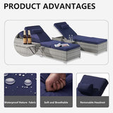 Outdoor Chaise Lounge Chair Set of 2 Wicker Pool Lounge Chairs Tanning Lounges for Outside Lawn Sunbathing Chairs with - Photo 6