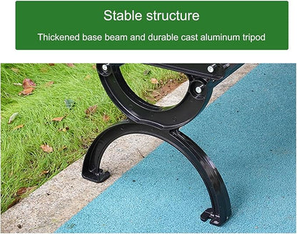 Outdoor Bench Garden Bench, Metal Garden Bench with Backrest and Armrests, Outdoor Patio Bench for Park, Porch and Church, Strong Load-Bearing Capacity(150 * 53 * 73cm/59 * 20.9 * 28.7in)