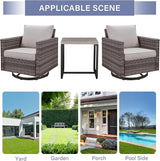 Outdoor Patio Swivel Rocker Chairs - 3 Piece Wicker Patio Furniture Bistro Swivel Rocking Chairs Set with Comfortable - Photo 7