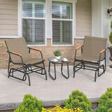 YITAHOME 3 Piece Patio Furniture Set, Outdoor Glider Chair Bistro Set, Coffee Table with Tempered Glass Tabletop - Photo 7
