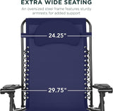 Best Choice Products Oversized Zero Gravity Chair, Folding Outdoor Patio Lounge Recliner w/Cup Holder Accessory Tray - Photo 3
