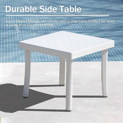 Domi Outdoor Chaise Lounge Chair, Aluminum Patio Lounge Chair with 5 Position Adjustable Backrest and Side Table, Poolside Lounge Chair for Garden, Beach, Yard(1 Turquoise Blue Chair W/Table)