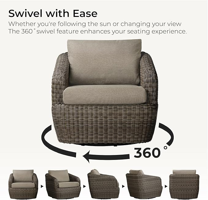 CHITA 8 Pieces Patio Wicker Furniture Set, Outdoor Rattan Bistro Set with Removable Thickened Cushions, Fully Assembled - Photo 2