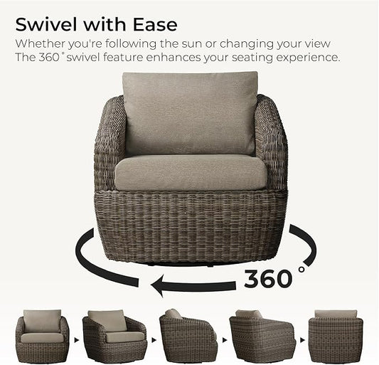 CHITA 8 Pieces Patio Wicker Furniture Set, Outdoor Rattan Bistro Set with Removable Thickened Cushions, Fully Assembled
