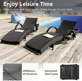 Yayzy 80'' Long Outdoor Wicker Chaise Lounge Chairs Set of 2 - Photo 5