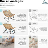 MFSTUDIO Outdoor Papasan Rocking Chair with Ottoman, Wicker Rattan Egg Papasan Rocking Chair - Photo 4