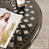 VIVIJASON 31" Patio Bistro Table Outdoor Dining Round Table Bronze Cast Aluminum Table with Umbrella Hole - Photo 5