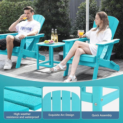 Plawdlik Hdpe Outdoor Adirondack Side Table, Wooden Textured, Set for Patio, Garden, Porch, Pool Composite Patio, Backyard, Bathroom and Indoor, Maintenance & Weather Resistant(Aruba Blue)