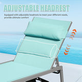 Domi Patio Chaise Lounge Set of 3, Aluminum Pool Lounge Chairs with Side Table - Photo 5