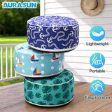 AURASUN Inflatable Patio Ottoman Pouf - Portable Stool with Handle D20” x H10” - Air Pump Included for Outdoor Indoor - Photo 6