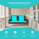 RELAX4LIFE Porch Swing 2-Seat Patio Rattan, Wicker Porch Swings Outdoor W/Two 7.9 Ft Solid Steel Chain - Photo 5