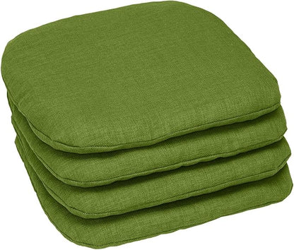 BrylaneHome Indoor/Outdoor Chair Pads (Set of 4) - 16" L x 15.6" W - Water, Stain & Fade Resistant - Willow