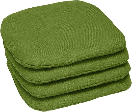BrylaneHome Indoor/Outdoor Chair Pads (Set of 4) - 16" L x 15.6" W - Water, Stain & Fade Resistant - Willow