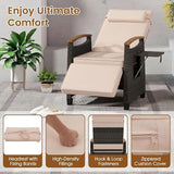 HAPPYGRILL Outdoor Rattan Wicker Chaise Lounge Recliner Chair with Adjustable Backrest & Footrest - Photo 8