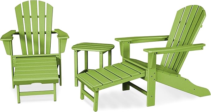 POLYWOOD Palm Coast Ultimate Adirondack Chair 3-Piece Set with Hideaway Ottoman