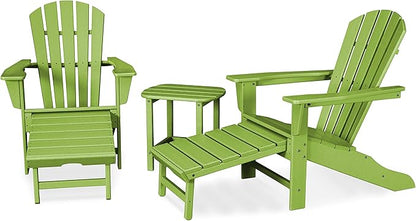 POLYWOOD Palm Coast Ultimate Adirondack Chair 3-Piece Set with Hideaway Ottoman